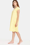 Rosaline Geo Blooms Knit Cotton Knee Length Nightdress -Minion Yellow — thumbnail 2